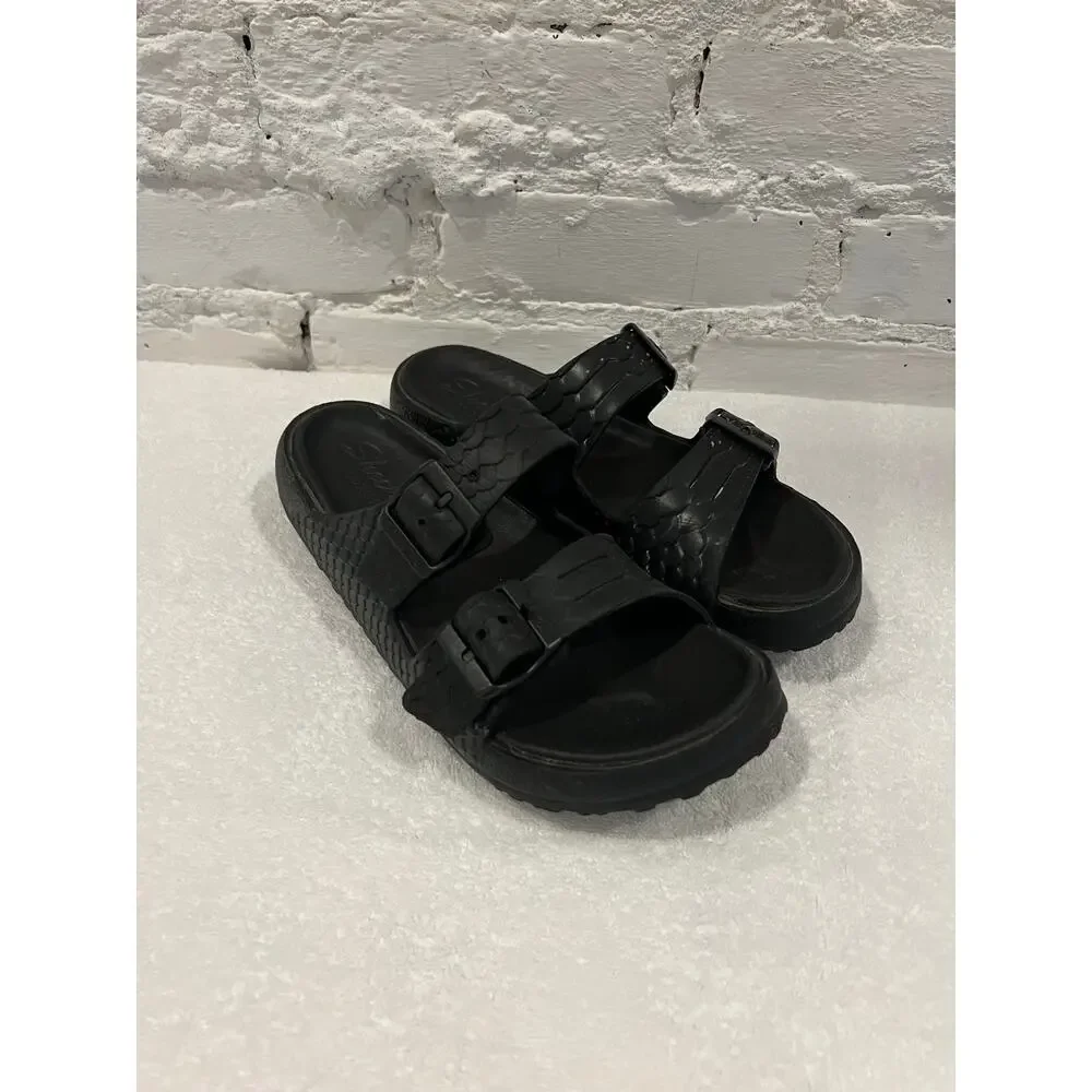 Skechers Women's Black Double Strap Slide Sandals - Picture 5 of 10